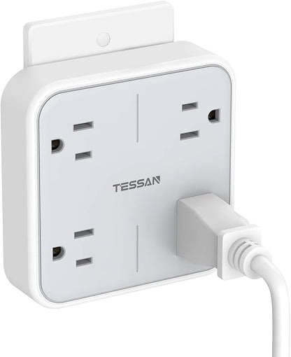 TESSAN Multi Plug Outlet Extender, Surge Protector Splitter | Multiple Outlet Wall Plug with 4 Outlets Wall Charger, Multiple Expander for Travel, Home, College Dorm Room, Gray