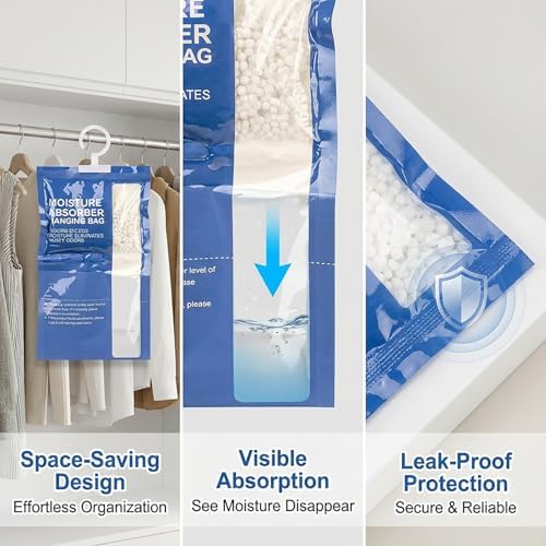 RAINFLOW Dehumidifier Bags - Hanging Moisture Absorber Bag for Closets 4pc