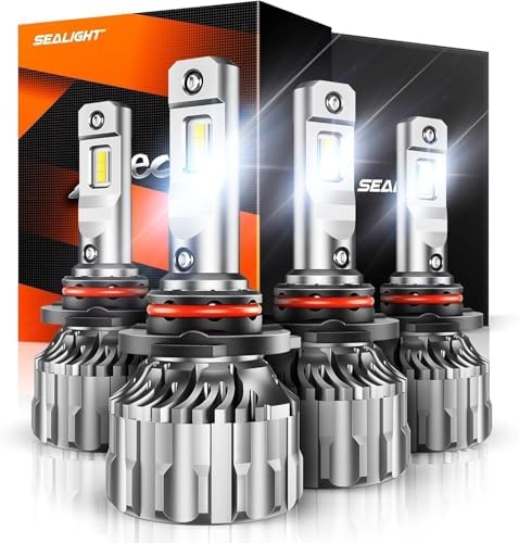 SEALIGHT 9005 9006 Bulbs, 140000LM 6500k Cool White LED Light with 15000 RPM turbo Fan 70000H Lifespan, 1:1 Mini Size Fog Lights, Pack of 4