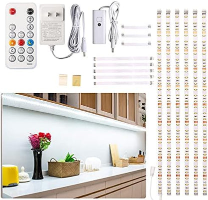 WOBANE 9.8ft Under Counter Light, Dimmable LED Cabinet Lighting with Remote