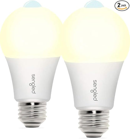 Sengled Motion Sensor Light Bulbs, A19 LED Dusk to Dawn Bulbs 3000K Soft White, Motion Activated Indoor Outdoor Light Bulbs 8.8W (60W Equivalent) 800 Lumens for Porch, Garage, Hallway, 2 Pack