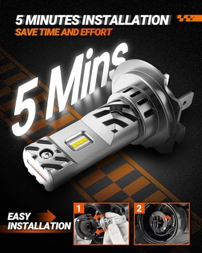 SEALIGHT H7 LED Light, 6500K Super Bright H7 LED Bulb 80,000LM with 15000RPM Cooling Fan, 60000+ Ultra-long Life Plug-N-Play, Pack of 2