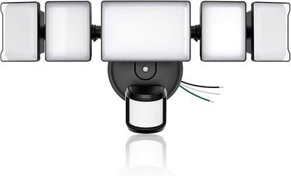 Olafus 18000LM Ultra Bright Motion Sensor Outdoor Lights, 5 Heads Flood Light, IP65 Waterproof LED Security Light, 6500K Dusk to Dawn Outdoor Lighting for Large Outdoor Areas Garage, Backyard, Black