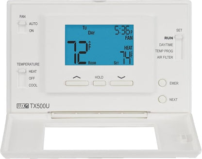 P521U Programmable 5-2 Day Thermostat for Home Use; 2 Heat, 1 Cool
