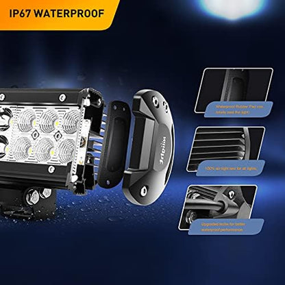 GOOACC 12 Inch 72W Led Light Bar Spot Flood Combo Driving Lighting Off Road Lights Led Lamp with 12V 5Pin Rocker Switch Wiring Harness kit for Truck Golf Cart SUV ATV UTV Boat, 2 Years Warranty