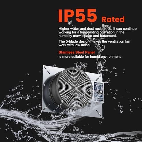 Abestorm 720 CFM Crawlspace Ventilation Fan with Humidistat 10 Inch
