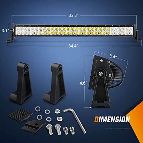 Nilight LED Light Bar 32Inch 180W Spot Flood Combo Led Off Road Lights 12V 5Pin Rocker Switch LED Light Bar Wiring Harness Kit, 2 Years Warranty (ZH079), Clear,White