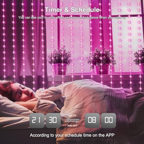 echosari Smart Curtain Lights 6.6 x 9.8Ft 16 Million Colors Changing