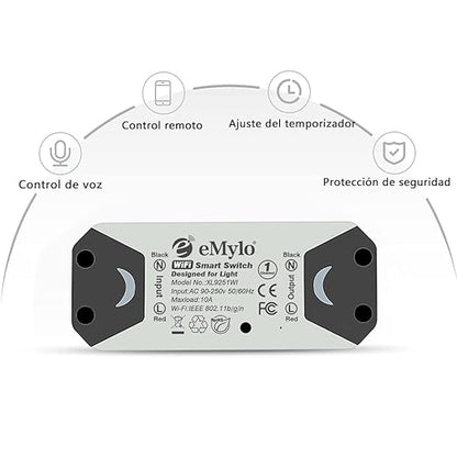 WiFi Smart Switch eMylo Wireless Relay Light Tuya Remote Control Module 2.4Ghz WiFi Home Automation Timer Switch Compatible with Alexa Echo Google Home 6 Pack