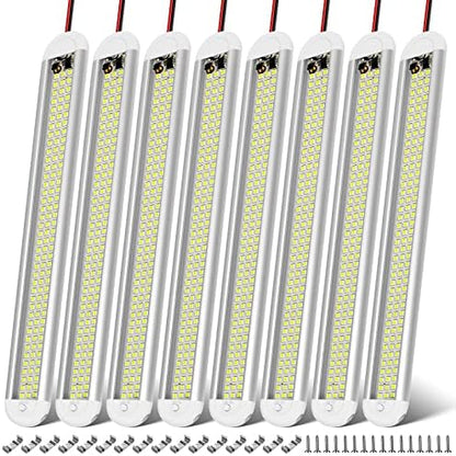 CT CAPETRONIX 12v LED Interior Light Bar, 120LEDs 1500LM 8W DC 12 Volt led Strip Lights with ON/Off Switch, for Enclosed Cargo Trailer, Car RV Van Truck Lorry Camper Boat Caravan Motorhome (8Pack)