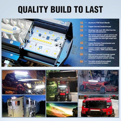 Nilight ZH409 20 Inch 420W Triple Row Flood Spot Combo 42000LM LED Light Bar with Heavy Duty Off-Road Wiring Harness, 2 Years Warranty, White