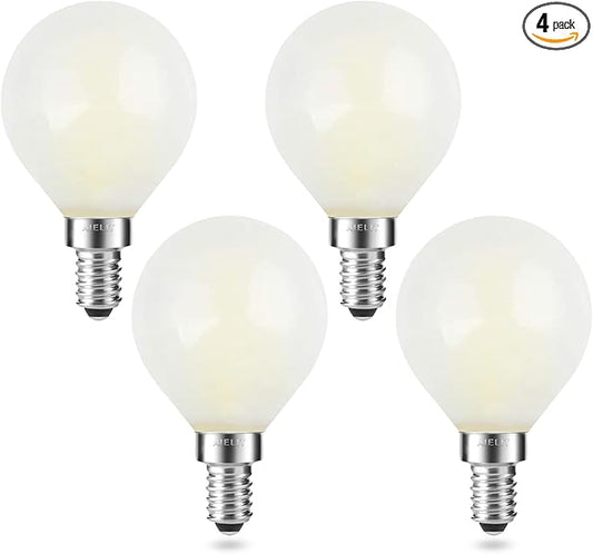 Dimmable 2 Watt Frosted LED Light Bulb25W Equivalent, Globe E12 LED Bulb, Small Chandelier Base, G15 Filament Edison Bulb for Household Lamp, 200 lumens, Daylight White 5000K, 4 Pcs