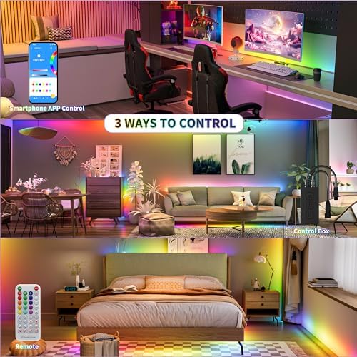 RGB Smart IC COB LED Strip Light 18ft Addressable Chasing Color 12V LED Light Strip Multicolored Flexible RGB Lights Kit with Music Mode for Party, Decoration, Home DIY Lighting Projects