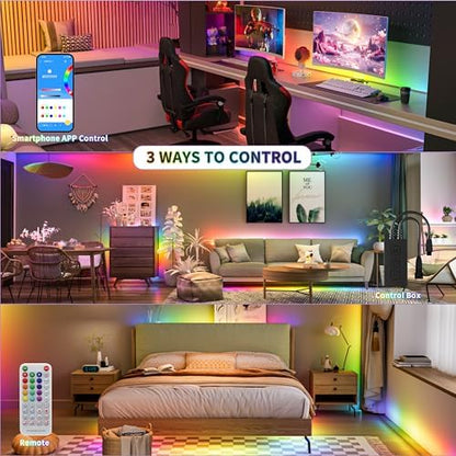 RGB Smart IC COB LED Strip Light 18ft Addressable Chasing Color 12V LED Light Strip Multicolored Flexible RGB Lights Kit with Music Mode for Party, Decoration, Home DIY Lighting Projects