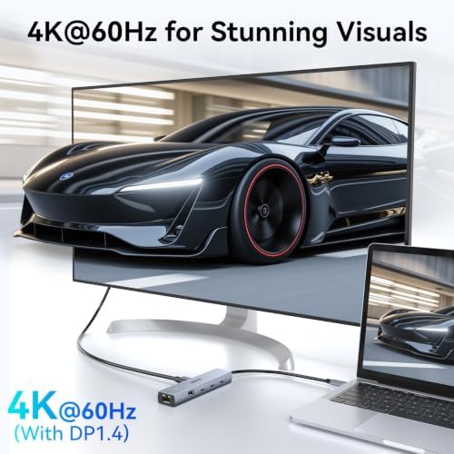 MOKiN 10Gbps USB C Hub Ethernet, 7 in 1 USB C Adapter for MacBook Pro/Air with 4K@60HZ HDMI, 3*USB-C 10Gbps Data, RJ45, USB 2.0, 100W PD, USB C Dongle for MacBook Pro/Air/Dell/HP/Thinkpad/Lenovo.
