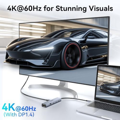 MOKiN 10Gbps USB C Hub Ethernet, 7 in 1 USB C Adapter for MacBook Pro/Air with 4K@60HZ HDMI, 3*USB-C 10Gbps Data, RJ45, USB 2.0, 100W PD, USB C Dongle for MacBook Pro/Air/Dell/HP/Thinkpad/Lenovo.