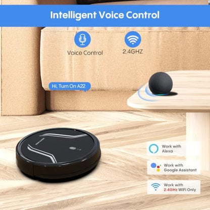 Bagotte Robot Vacuum and Mop Combo,5000Pa Suction Robotic Vacuums Cleaner, Low Noise, Self-Charger,2.4G WiFi/App/Alexa/Remote Control for Pet Hair,Hard Floor,Carpet