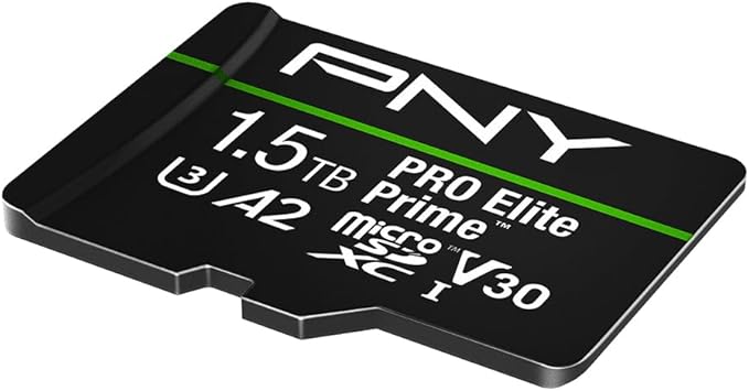 PNY 1.5TB PRO Elite Prime™ C10 U3 V30 A2 microSDXC Flash Memory Card – Ultra-Fast Speeds, Read 200MB/s, Write 150MB/s, 4K UHD, Full HD, UHS-I, for Smartphones, Drones, Action Cameras