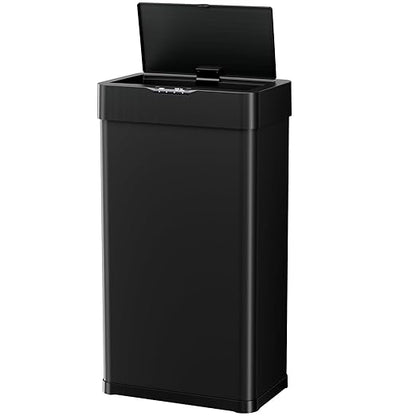 Sensor Trash Can, Touchless Motion Sensor Trash Bin, Smart Automatic Garbage Can with Soft-Close Lid, Bag Retainer Ring and Display Light,for Kitchen,Living Room Office (Black, 18.5 Gal)
