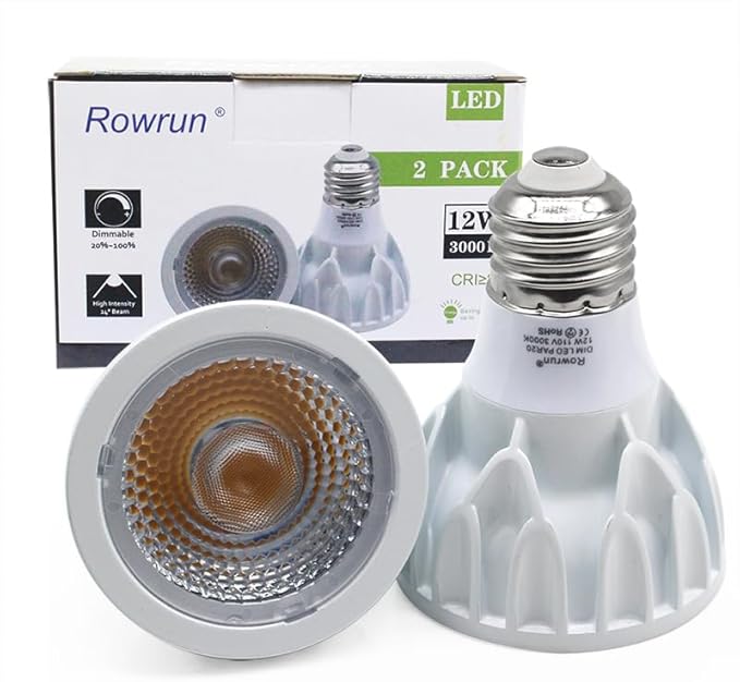 PAR20 LED Bulb 12W Dimmable 3000K Soft White, COB Spotlight 24° Beam Angle, E26 Base for Recessed Lighting, Range Hood, Kitchen Ceiling Lights, 1200LM 90W Equivalent, 2-Pack