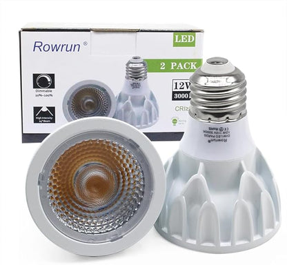 PAR20 LED Bulb 12W Dimmable 3000K Soft White, COB Spotlight 24° Beam Angle, E26 Base for Recessed Lighting, Range Hood, Kitchen Ceiling Lights, 1200LM 90W Equivalent, 2-Pack
