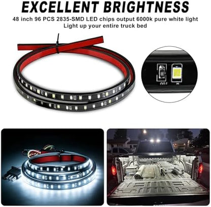Mupera 48 Inch Triple Row LED Tailgate Light Bar for Truck SUV RV Van