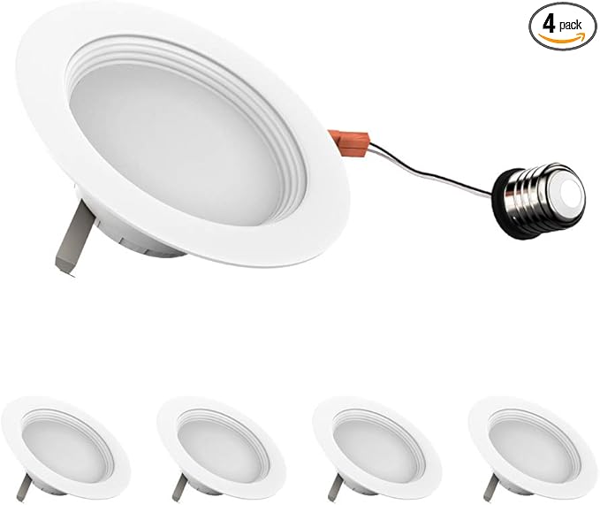 LEDMyplace Pack of 4 Recessed Lighting - 10W Round Dimmable LED Can Lights, 650 Lumens, 5000K Daylight - Baffle Trim Recessed Downlight, Energy-Efficient LED Fixture for Home, Office, and Bedrooms
