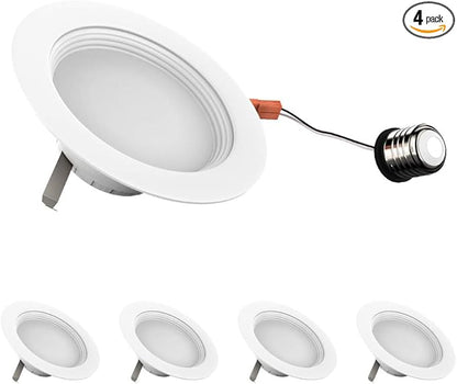 LEDMyplace Recessed Lighting - 10W Round Dimmable LED Can Lights, 650 Lumens, 4000K Cool White - Baffle Trim Recessed Downlight, Energy-Efficient LED Fixture for Home, Office, and Bedrooms (4-Pack)