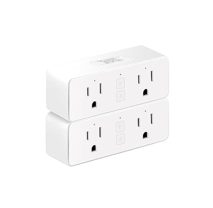 Matter Dual Smart Plug, Work with Apple Home, Siri, Alexa, Google Home, SmartThings, Smart Outlet 15A/1800W Max, Smart Home Automation, APP Remote Control,Timer&Schedule, White, 2-Pack