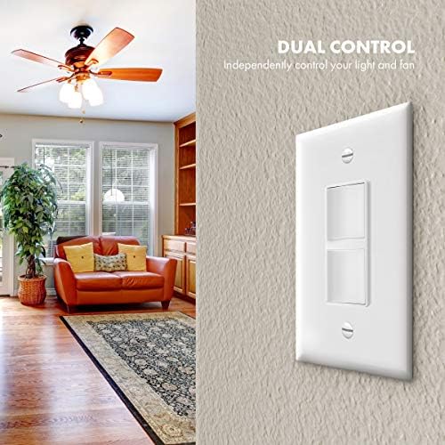 ENERLITES White Double Paddle Decorator 3-Way Switch, 15A, 1 Pack