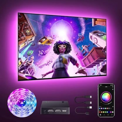 Nexillumi HDMI LED Lights for TV, 32.8ft TV LED Backlight for 70-100 Inch, RGB LED Strip Lights Behind TV, APP Remote Control Music Sync TV Led Lights for Bedroom