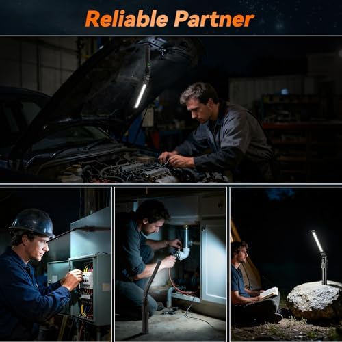 4Pack Magnetic Rechargeable LED Work Light/Flashlight for Mechanics