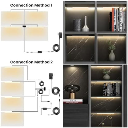Black Shelf Lights, LED Bookcase Lighting Compatible with Alexa, WiFi Dimmable 2700K Under Shelf Lighting for Bookshelf, Display Case, Cabinets with App, Remote, Memory Function (4Pack 12In)
