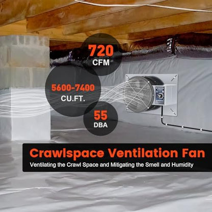 Abestorm 720 CFM Crawlspace Ventilation Fan with Humidistat 10 Inch