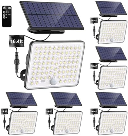 nipify Solar Lights Outdoor,3 Modes Solar Flood Lights Outdoor with Remote Control,IP65 Waterproof Solar Security Lights, 16ft Cable Solar Motion Lights for Outside Yard Garage Garden Dusk to Dawn