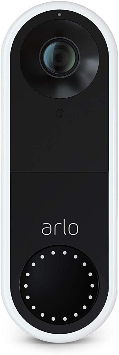 Arlo Essential Wired Video Doorbell - HD Video, 180° View, Night Vision, 2 Way Audio, Direct to Wi-Fi No Hub Needed, Wired, White – AVD1001 (Renewed)