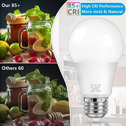 MAXvolador A19 LED Light Bulbs, 100 Watt Equivalent, Daylight White 5000K, 1500LM, E26 Base, Non-Dimmable, 13W Bright White Bulbs, 10-Pack
