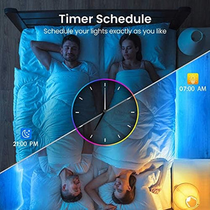 TJOY 50ft Smart Led Strip Lights for Bedroom, Alexa Led Light Strip,5050 RGB Color Changing Music Sync Led Lights Strip with App Remote,Multi-Color Wireless Led Lights for Bedroom (APP+Remote+Voice)