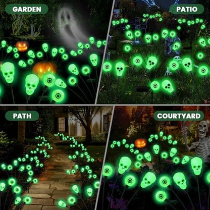vignuto Halloween Decorations Outdoor, Scary Eyeball Lights,4PACKS 32LED,IP65 Waterproof,Halloween Decor for Garden/Yard/Patio/Lawn/Pathway(Green)