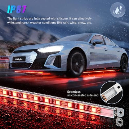 Nilight 4PCS Aluminum RGB Underglow LED Strip Lights with APP & Remote