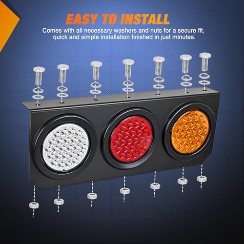 Nilight Triple Tail Lights 2PCS 72LED Stop Brake Turn Reverse