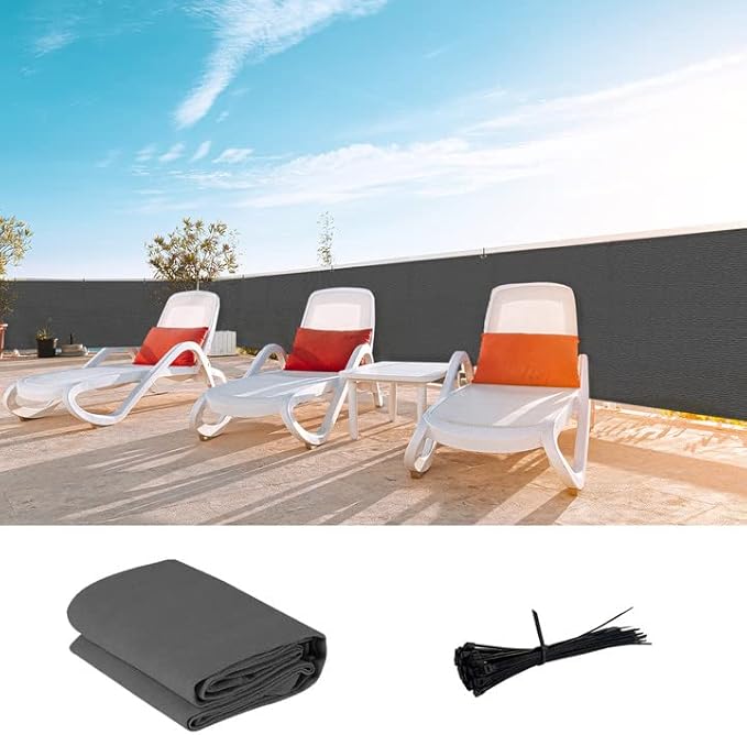 LOVE STORY Custom Size 2'6''x45' Dark Grey Balcony Privacy Screen,UV Block Privacy Fence Screen,90% Shield for Outdoor Pool Garden Apartment Railing