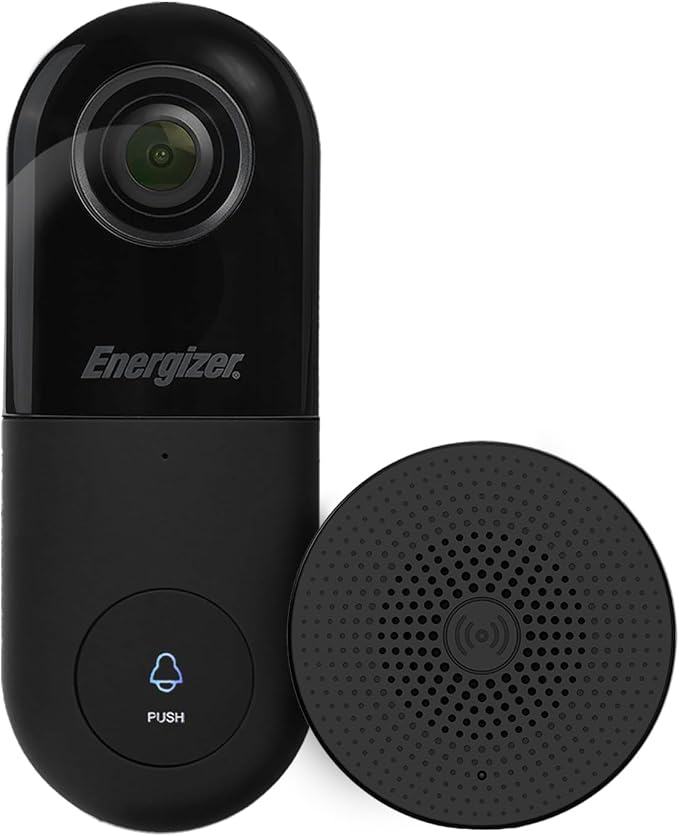 Energizer Smart 2K Doorbell & Chime, Wired Video Doorbell Security Camera, 2-Way Audio, Night Vision, Cloud & Micro SD Storage, Remote Access App, Motion Sensor, Live Viewing, Requires Existing Wires