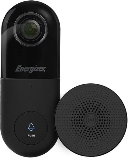 Energizer Smart 2K Doorbell & Chime, Wired Video Doorbell Security Camera, 2-Way Audio, Night Vision, Cloud & Micro SD Storage, Remote Access App, Motion Sensor, Live Viewing, Requires Existing Wires