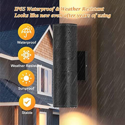 DAKAFUL Outdoor Wall Lights 8 Packs, Integrated LED Cylinder Up Down 12W 2700K Modern Aluminum Light, Waterproof Exterior Light for Porch Patio Door