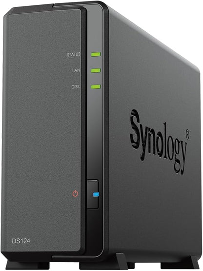 Synology DS124 Personal Backup & File Hub - Protect Photos, Secure Home Surveillance (1-Bay Diskless NAS)