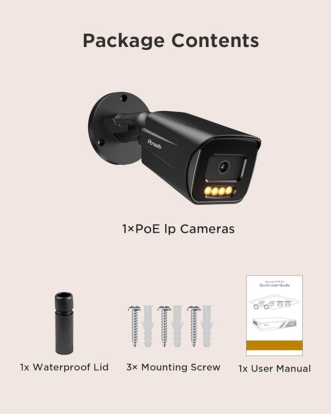 5MP IP Bullet PoE Camera with Smart Dual Lights Color Night Vision, Wired HD Video Surveillance Security Camera Outdoor, 2-Way Audio, IP67 Waterproof, AI Human/Vehicle Detection, PB65A3-5MDL