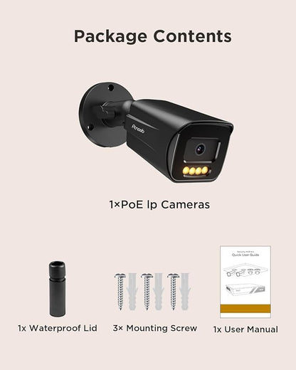 5MP IP Bullet PoE Camera with Smart Dual Lights Color Night Vision, Wired HD Video Surveillance Security Camera Outdoor, 2-Way Audio, IP67 Waterproof, AI Human/Vehicle Detection, PB65A3-5MDL