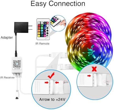 DAYBETTER Led Strip Lights 100 ft Smart with App Remote Control, 5050 RGB for Bedroom, Living Room, Home Decoration, Music Sync Color Changing for Room Party(2 Rolls of 50 ft) (Pack of 2)