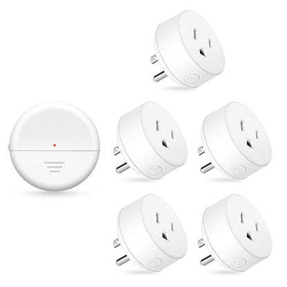 NineLeaf Wireless Motion Sensor Outlet, 15A/1500W, Adjustable Sensing Mode, 260FT Wireless Light Switch Transmitter, No Wiring, Long Time Delay, for Lights, Bathroom Fan, Garage(1Sensor 5Plugs)